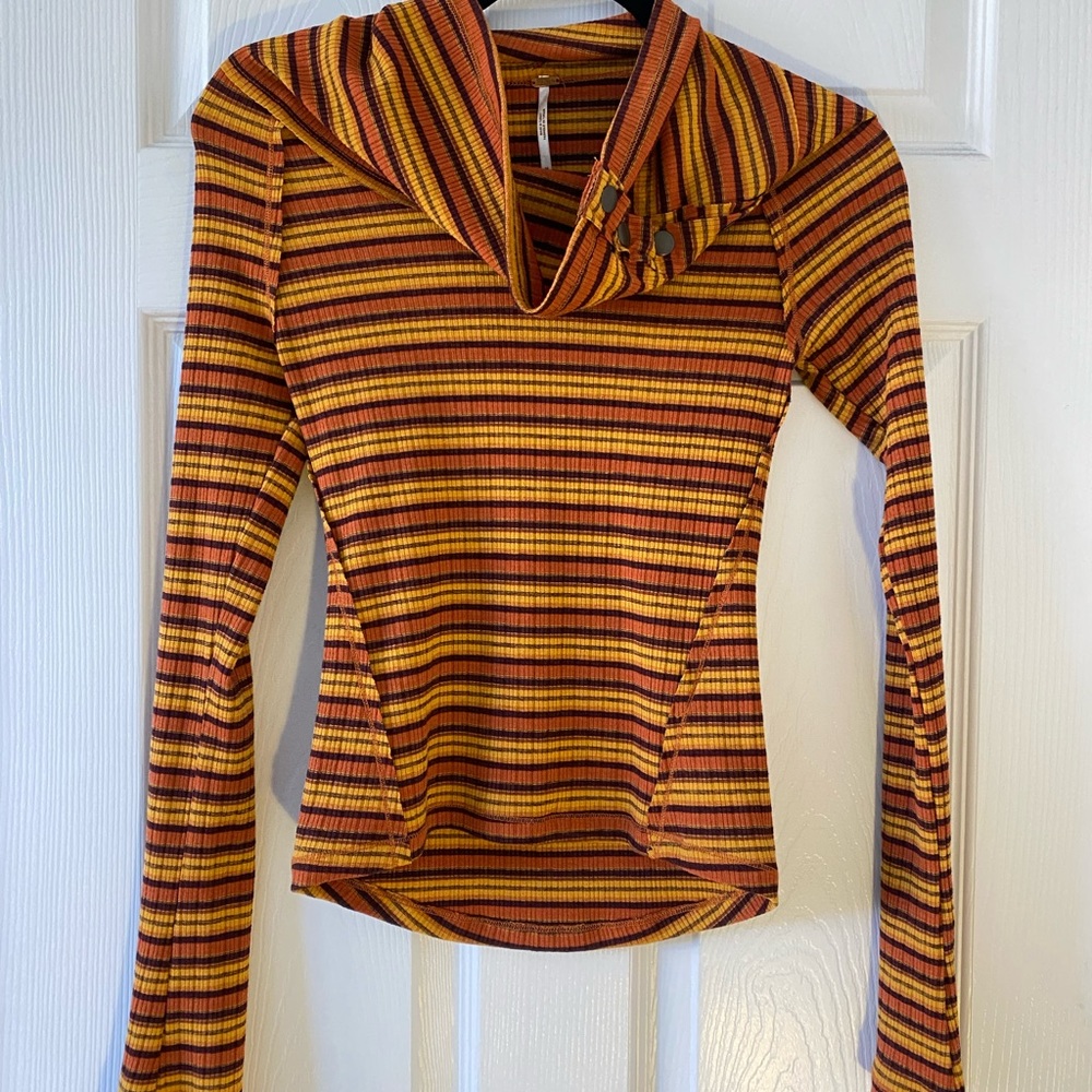 Cowl neck free people too with button detail